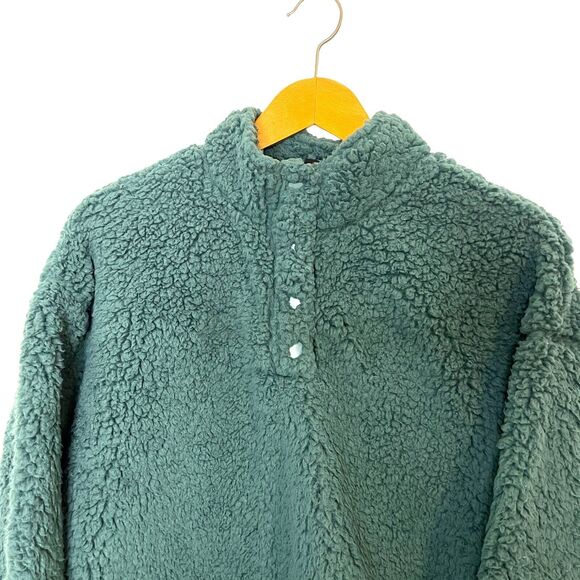 PacSun Women's Simone Cropped Sherpa‎ Henley Sweatshirt Size M - Picture 4 of 11